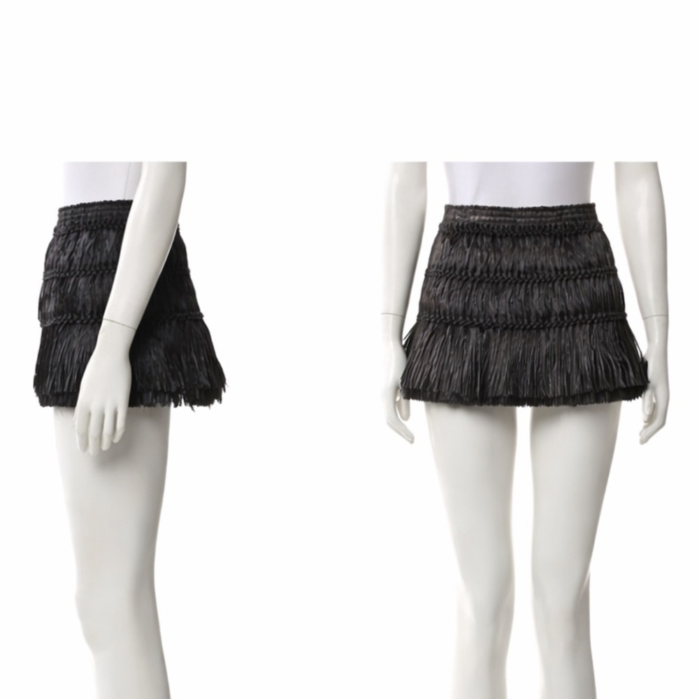 Isabel Marant Black fringe layered mini skirt  size 38 RUNWAY